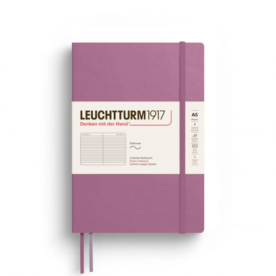 L notebook sc a5 med ruled dusty rose123p, , medium