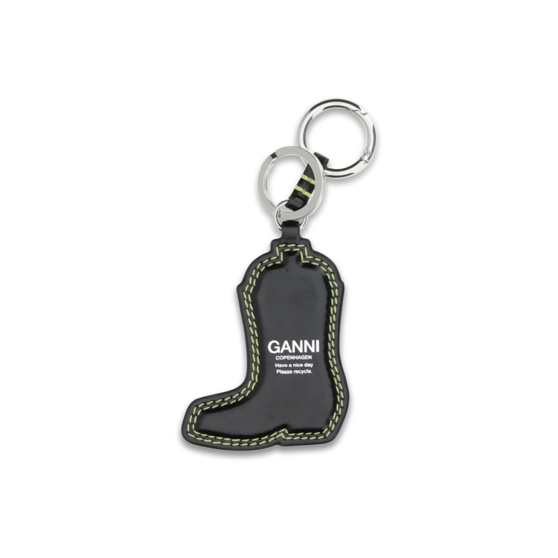 Black recycled leather keychain-null