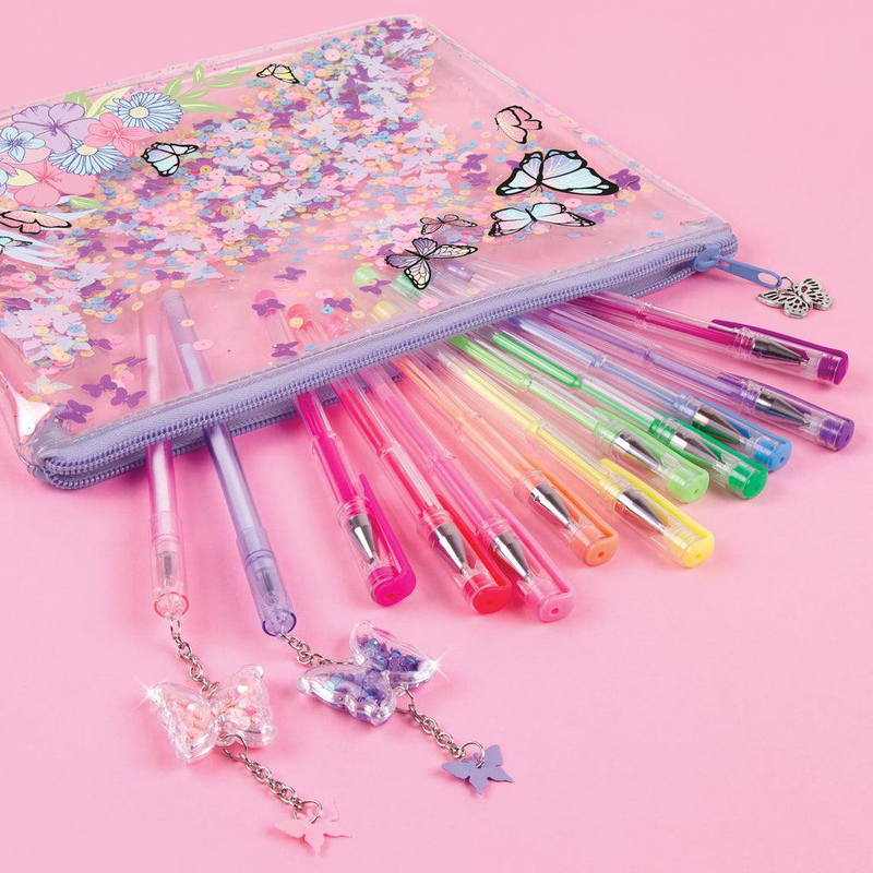 Product image: Make it real 3c4G butterfly glitter pouch & 12pk pen set-null