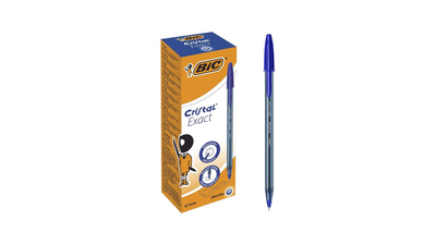 20 x bic cristal exact ultra fine ballpoint pens 0,7mm blue b-992605, Blue, medium