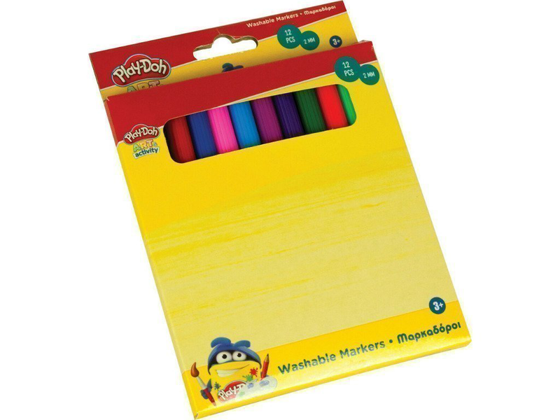 Πλενόμενοι μαρκαδόροι ζωγραφικής λεπτοί σε 12 χρώματα 2mm - gim play-doh, , medium-null