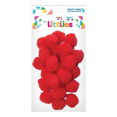 Pom poms 25mm red 25pcs - the littlies, , medium