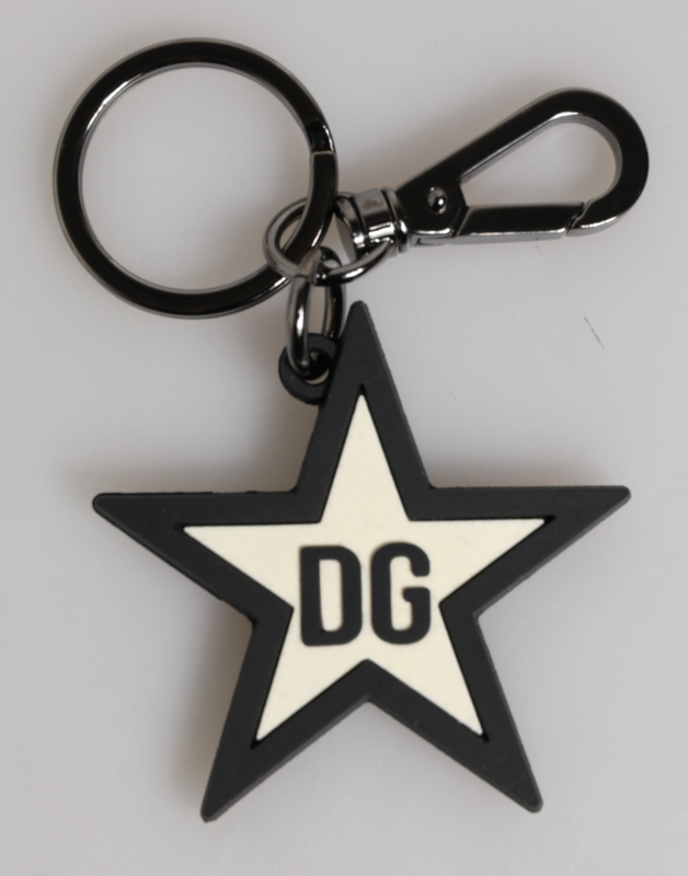 White black dg logo star rubber men's keychain keyring-null