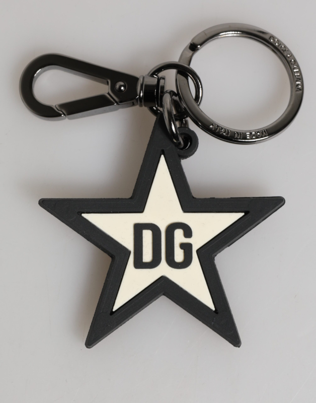 White black dg logo star rubber men's keychain keyring-null