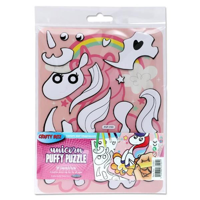 Crafty bitz diy colouring puffy puzzle - unicorn, , medium
