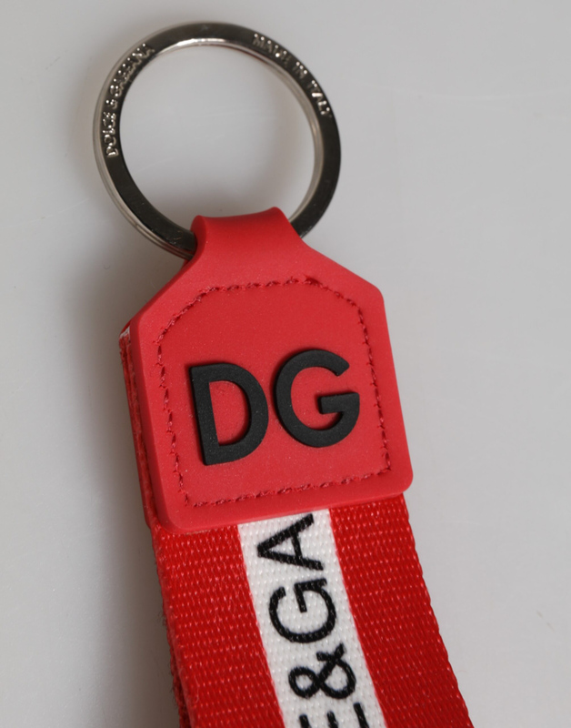 Red logo polyester silver brass holder keychain keyring-null