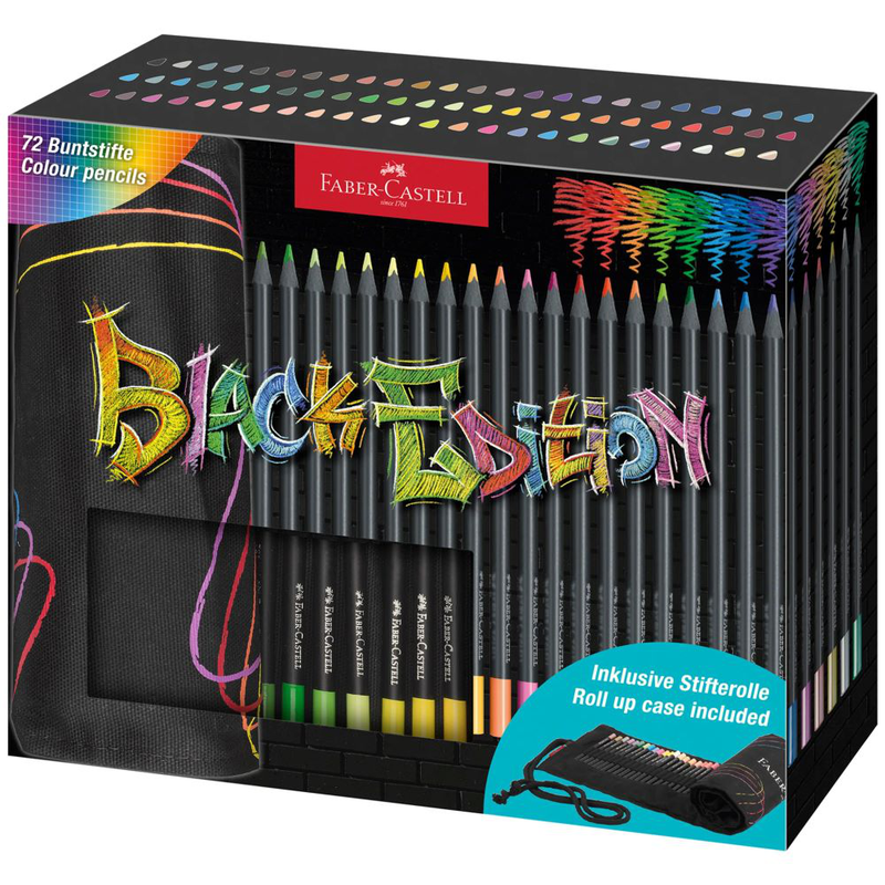 Faber black edition colour pencils 72 pcs roll, , medium-null
