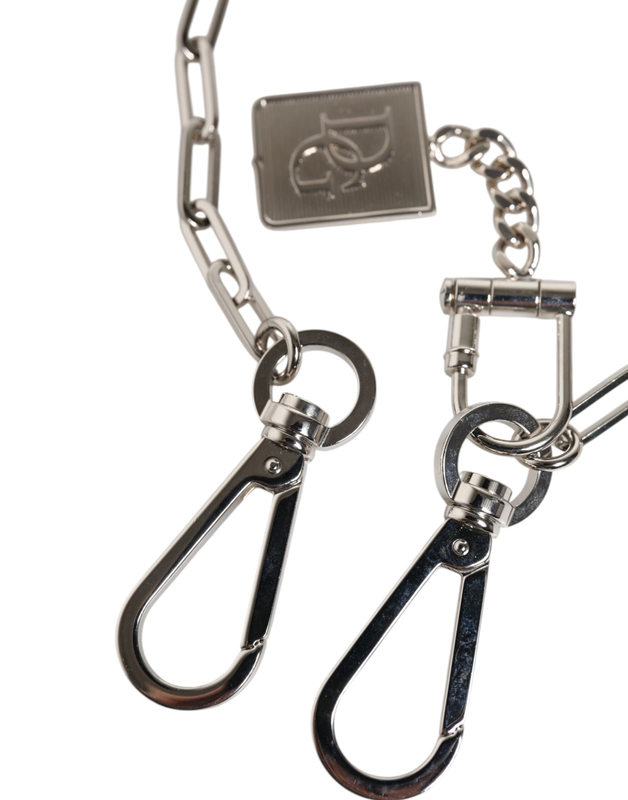 Silver tone metal chain dg charm belt keychain-null