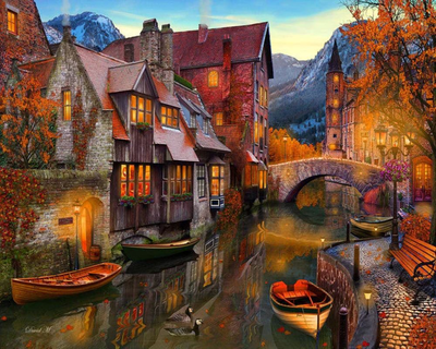 Paint by numbers figured'art beautiful canals 40x50cm rolled canvas, , medium