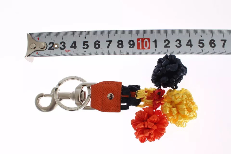 Red yellow raffia leather clasp finder keyring keychain-null