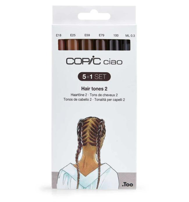 Copic ciao 5+1 set hair tones 2, black, , medium