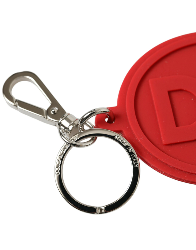 Red rubber dg logo silver brass metal keyring keychain-null