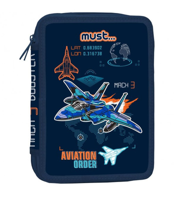 Pencil case double filled must aviation, , medium