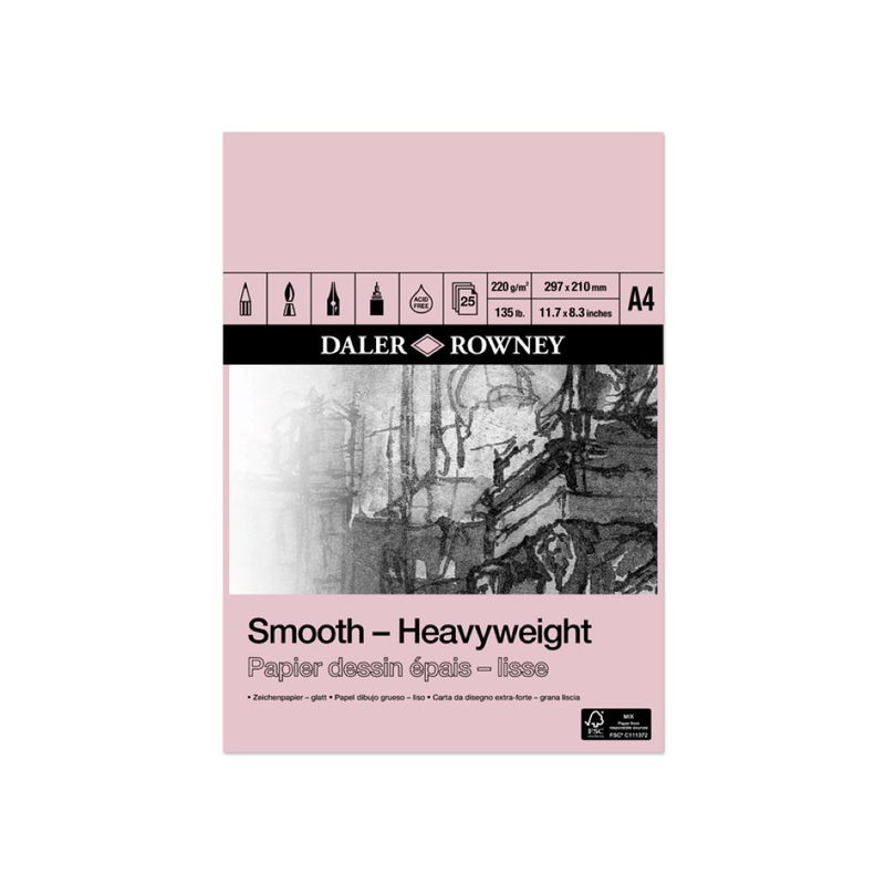Daler-rowney:smooth heavyweight cartridge pad (220g) &ndash; a4, , medium-null