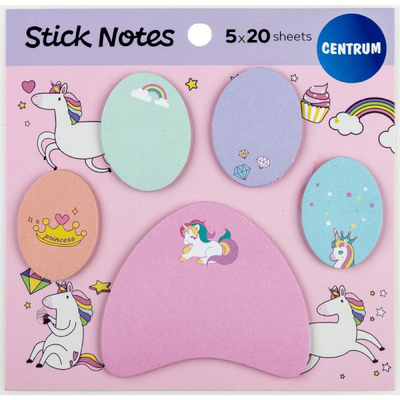 Paper index notes 5cards x20sh. 37x27mm &70x60mm unicorn, , medium