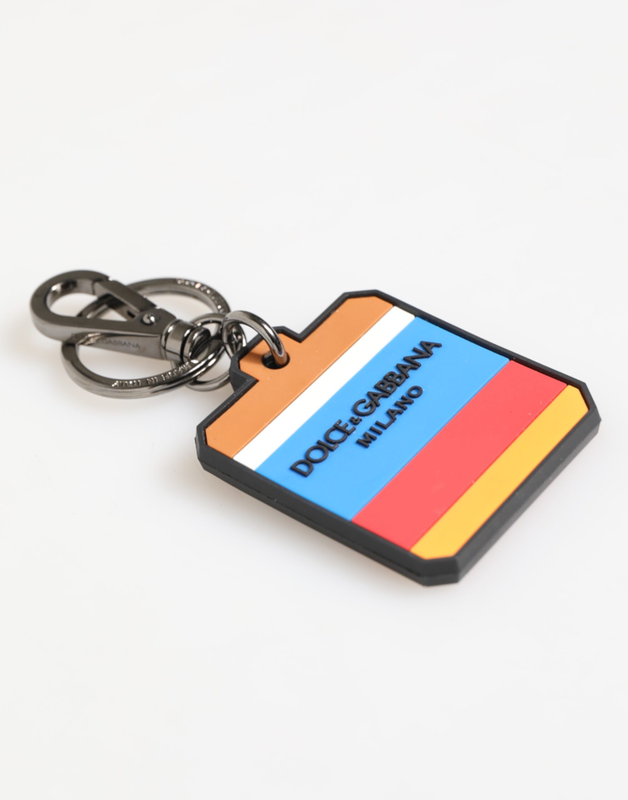 Multicolor dg rubber logo silver men's keychain keyring-null
