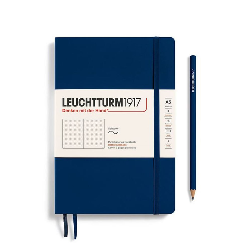 Notebook medium (a5), softcover, 123 numbered pages, navy,, , medium image number null