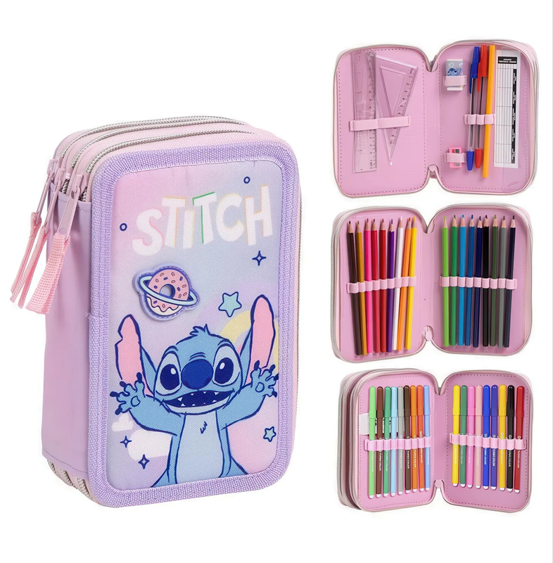 Disney stitch triple pencil case, , medium-null