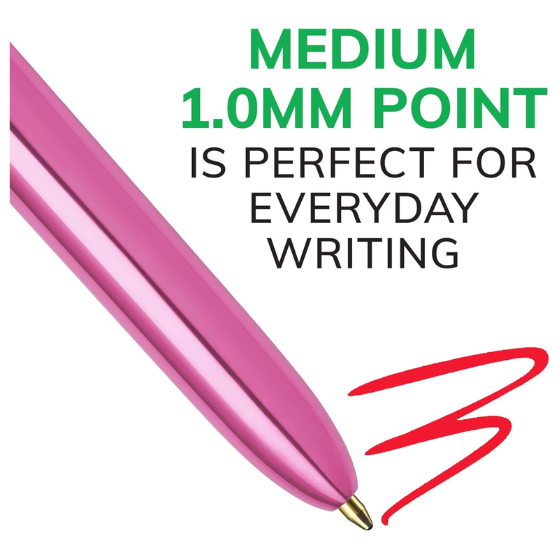 Bic 4-color shine retractable ball pens - sparkle while you scribble - pink barrell, , medium-null