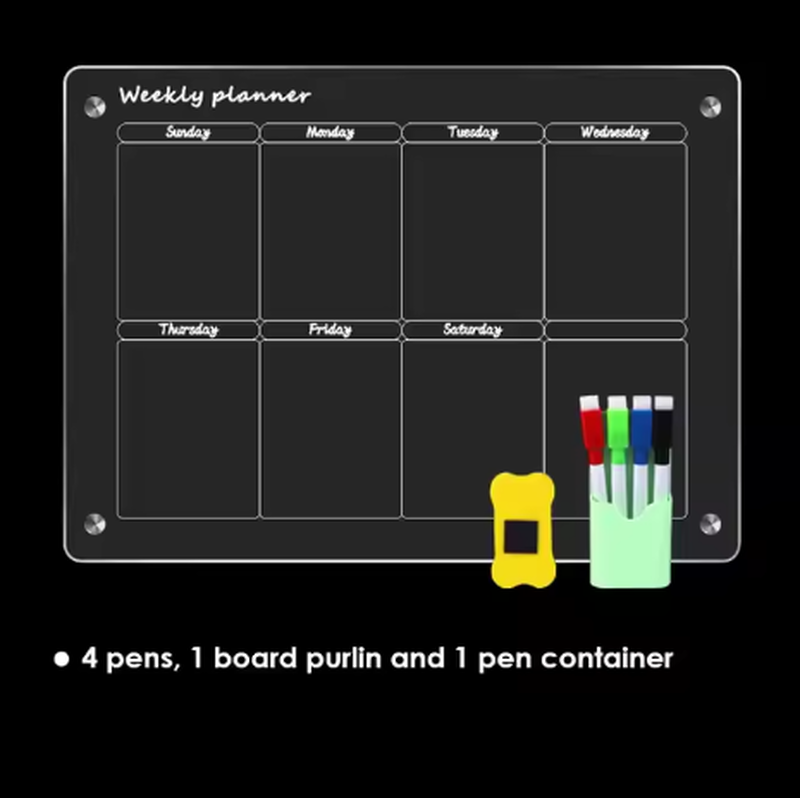 Glass dry erase weekly planner 30x40cm foska, , medium-null