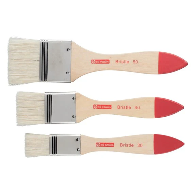 Oil and acrylic brush set hog bristle 3 spalter brushes, , medium-null