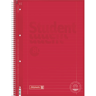 Brunnen student a4 spiral refil pad ruled 80gsm 80p red, , medium