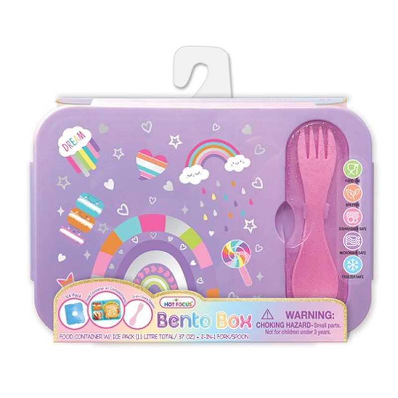 Hot focus bento lunch box 1lt with spoon and fork 451TB, , medium-null