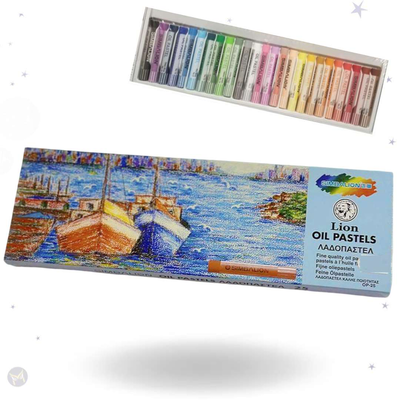 Lion oil pastels pack of 25 &sigma;&epsilon;&tau; &lambda;&alpha;&delta;&omicron;&pi;&alpha;&sigma;&tau;&epsilon;&lambda; 25 &tau;&epsilon;&mu; school &sigma;&chi;&omicron;&lambda;&epsilon;&iota;&omicron;, , medium