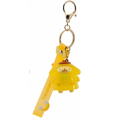 Yume sanrio raincoat series keychain with hand strap - hello kitty and friends - pompompurin
