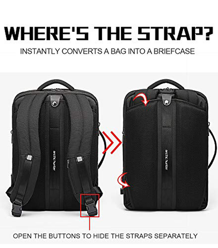 Arctic hunter metropolitan backpack expandable 19l-32l black with USB, audio  15.6"-null