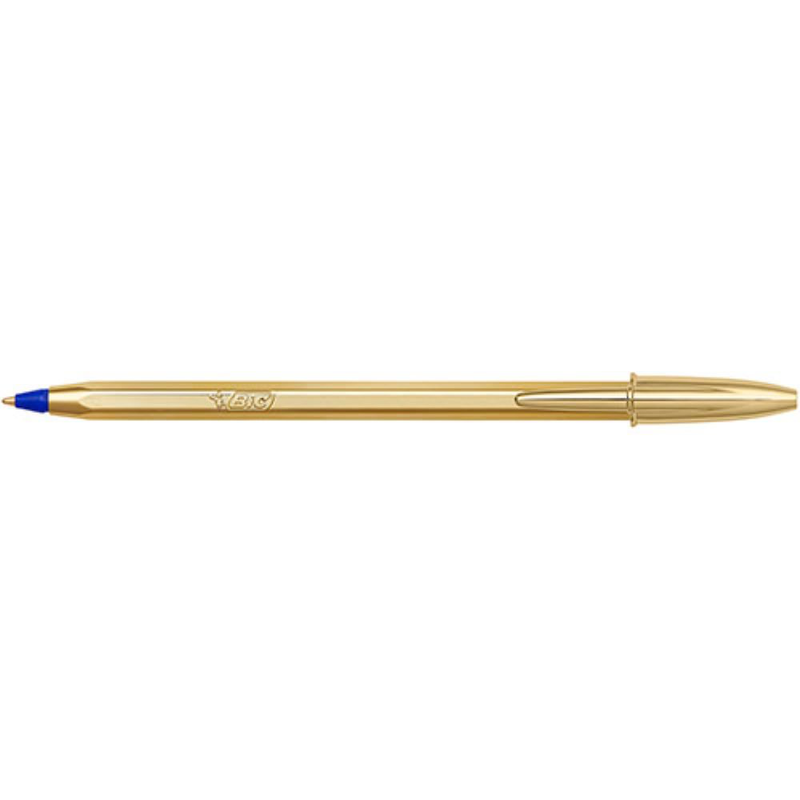 Bic cristal shine gold body medium ballpoint pens blue, , medium-null