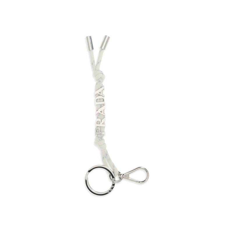 White recycled polyamide keychain-null