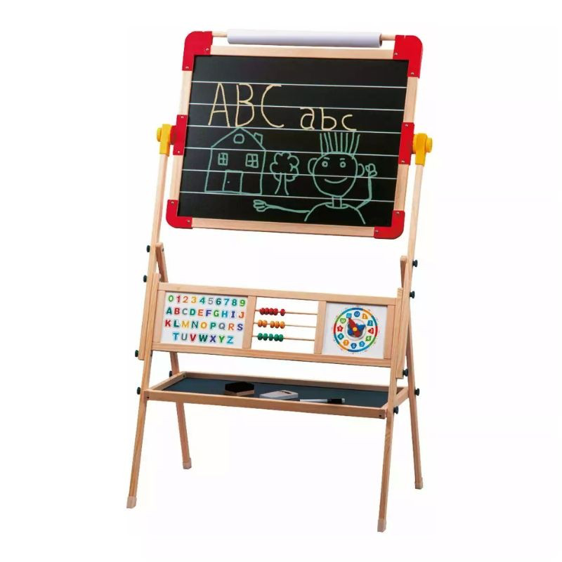 Wooden double face boards with alphabet and counting easel, , medium-null