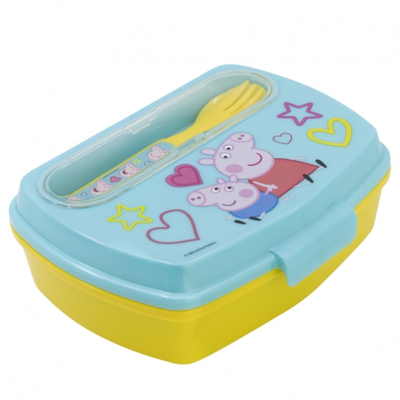 Stor peppa pig funny sandwich box with cutlery, , medium