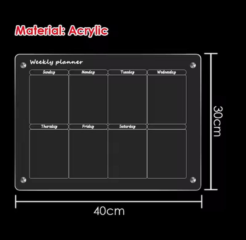 Glass dry erase weekly planner 30x40cm foska, , medium-null