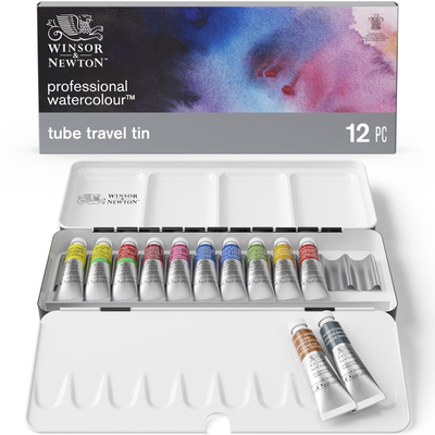 W&n professional watercolour 12TBe tube travel tin