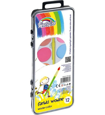 Water color paints with brush 12pcs 4gr, , medium