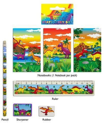 5 piece dino stationery set
