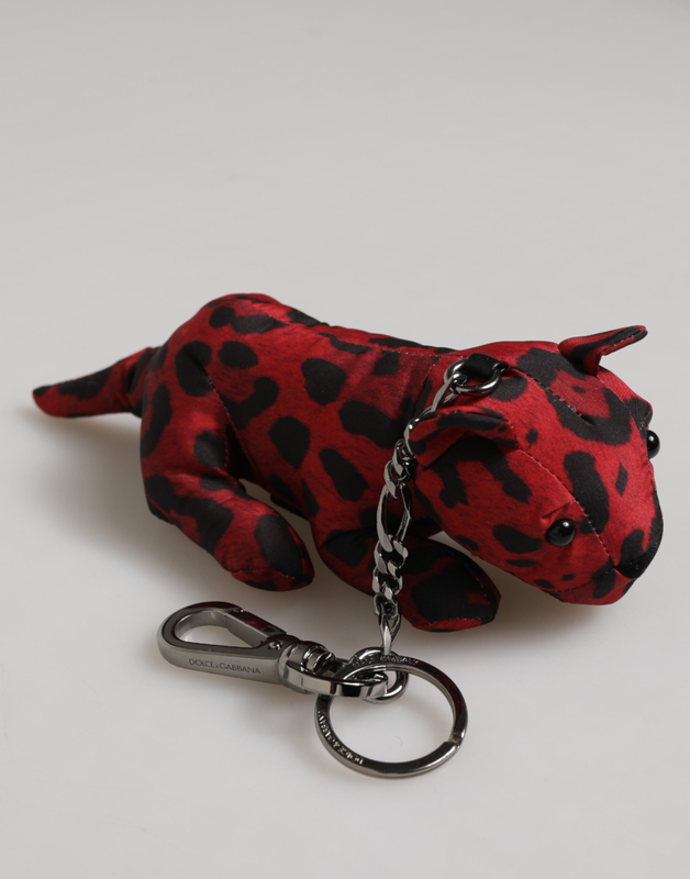Red black polyester animal silhouette bag keychain keyring-null
