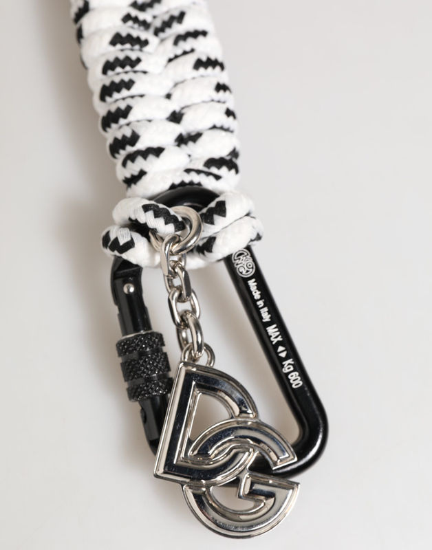 Black white polyester tape string dg logo keychain keyring-null