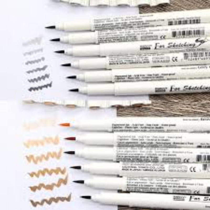 Product image: Set of 6 marvy for drawing brush pens broen tones, , medium-null