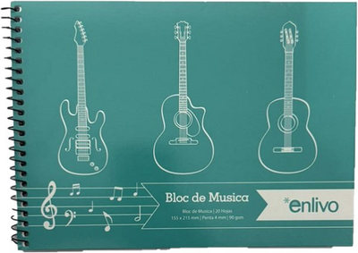 Enlivo spiral music book 15.5x21.5cm 90gsm 20sh, , medium