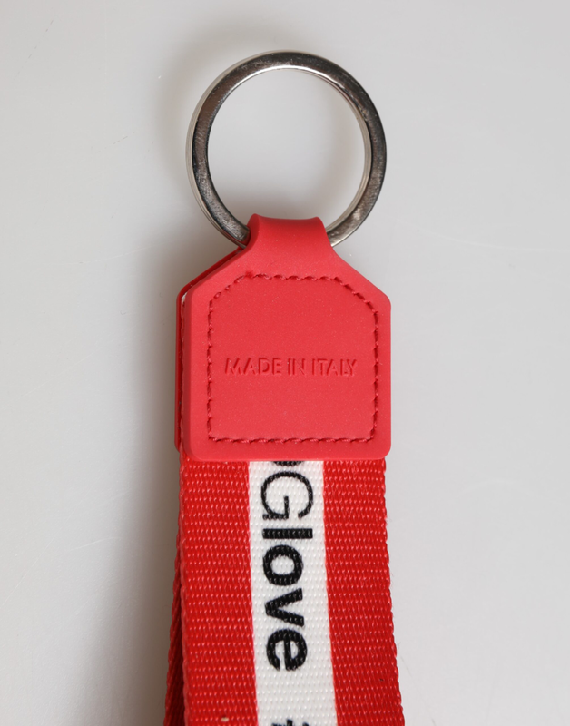 Red logo polyester silver brass holder keychain keyring-null