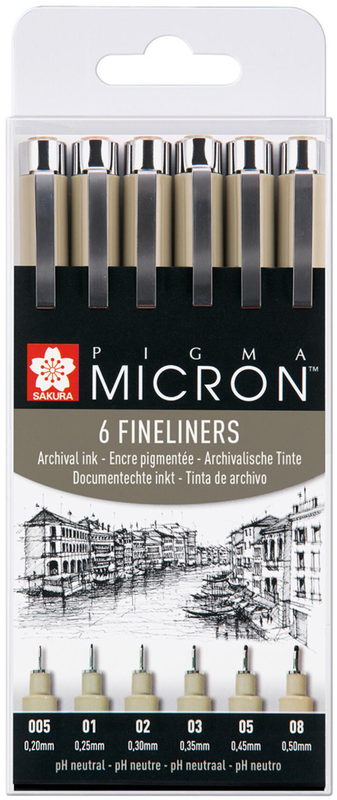 Product image: Sakura pigma micron pen set - black - assorted tip sizes (pack of 6) - new, , medium-null