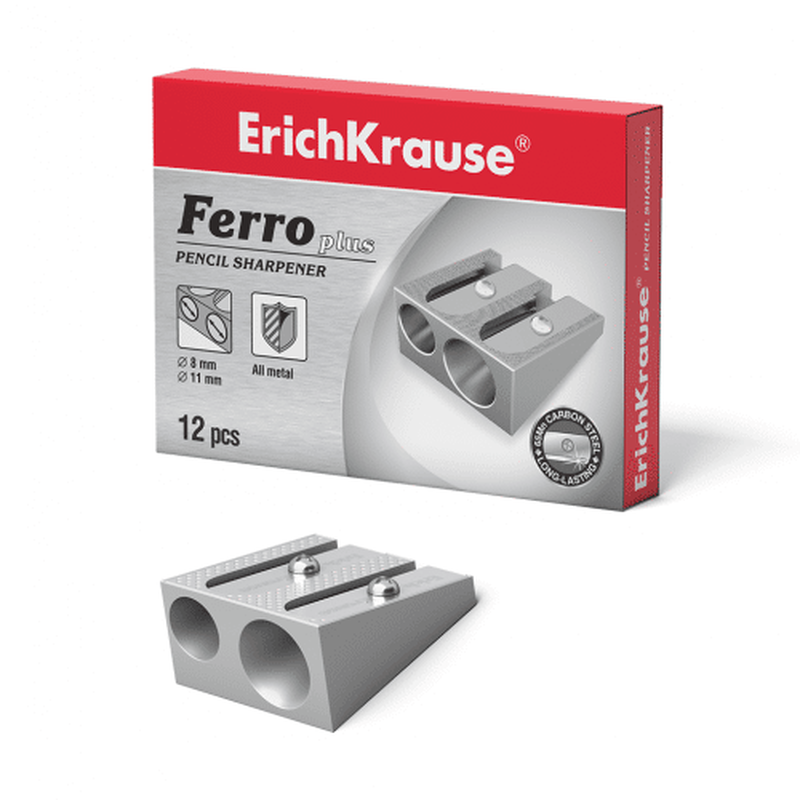 Product image: Erichkrause double hole aluminum sharpener ferro silver 7075, , medium-null
