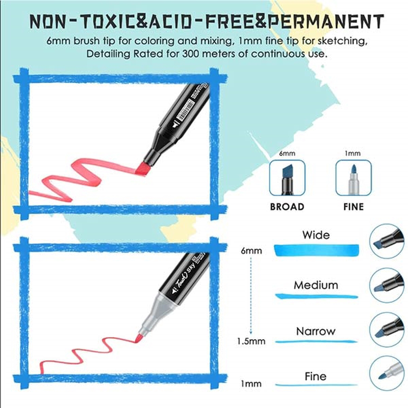 Product image: Μαρκαδόροι ζωγραφικής με διπλή μύτη και θήκη με φερμουάρ – 48 τεμάχια, , medium-null