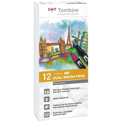 Tombow &bull; brush pen abt dual brush pen set primary colours 12pcs, , medium