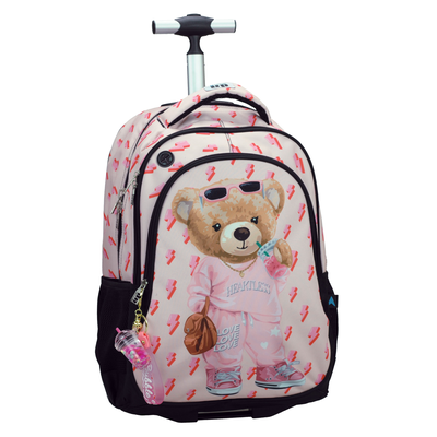 Bmu25 trolley bag bear, Pink White, medium