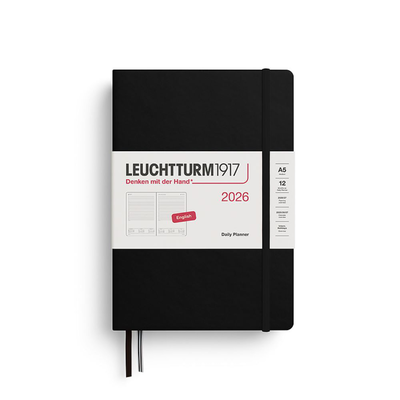 Daily planner 2026 medium a5 black lined 464 numbered pages, , medium