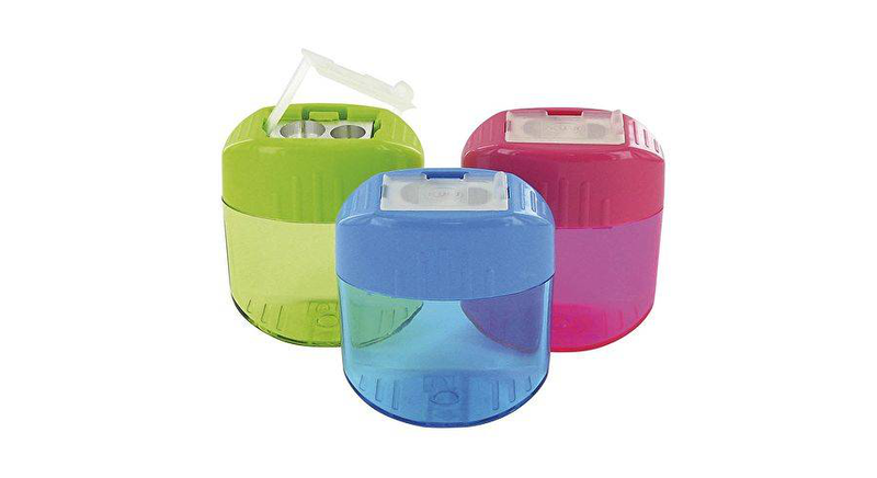 Wedo sharpener double hole / box sharpener with double hole in oval form with dust seal. Plastic housing and integrated metal sharpener. For pencils 8 + 11 mm, pencils and coloured pens., , medium-null